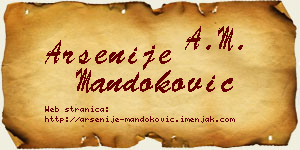 Arsenije Mandoković vizit kartica